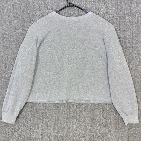 Smiley World Sweatshirt Womens XXL Gray Love Above All Oversized Crop Fleece - Picture 6 of 9